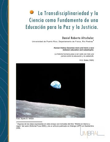 La Transdisciplinariedad y la ciencia como fundamento de - Umbral