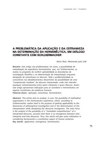 a problemática da aplicação e da estranheza na determinação da ...