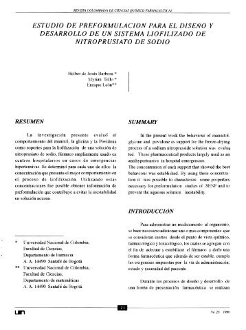 estudio de preformulacion para el diseño y desarrollo - Facultad de ...