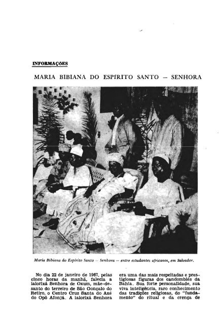 Maria Bibiana do Espírito Santo - Senhora - II ... - Revista Afro-Ásia