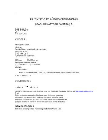 Estrutura da Língua Portuguesa – Joaquim Mattoso Camara Jr
