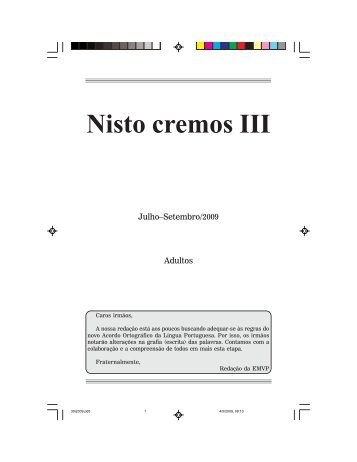 Nisto cremos III - Adventistas do 7º Dia - Movimento de Reforma