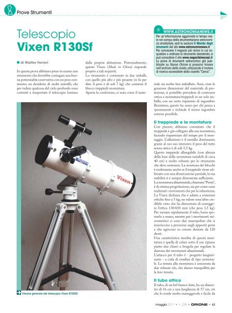 Telescopio Vixen R130Sf - Skypoint Srl