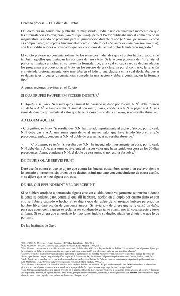 Derecho procesal – EL Edicto del Pretor El Edicto era ... - historia iuris