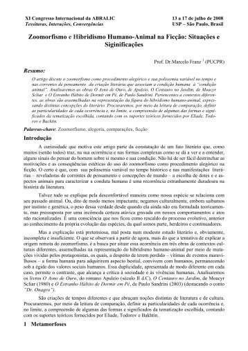 Zoomorfismo e Hibridismo Humano-Animal na Ficção ... - Abralic