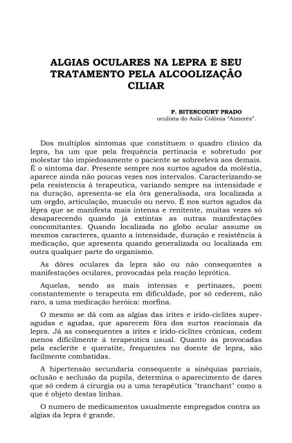 algias oculares na lepra e seu tratamento pela alcoolização ciliar