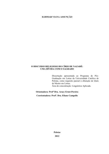 O Discurso Religioso do Círio de Nazaré - Uma Dívida com o Sagrado