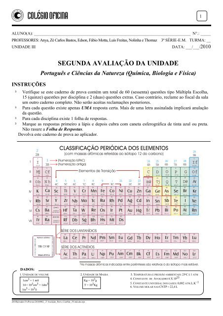 SEGUNDA AVALIAÇÃO DA UNIDADE