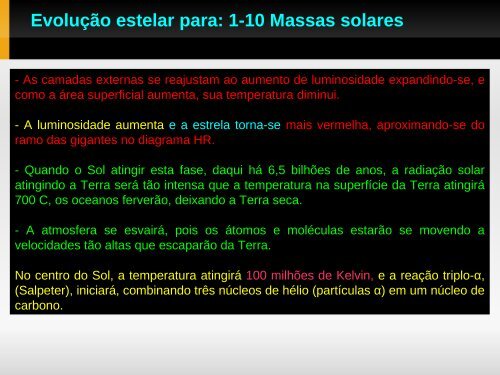 Aula 23: Evolução estelar - Instituto de Física - UFRGS