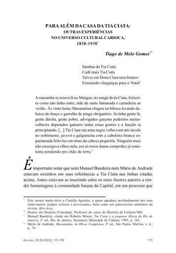 PARA ALÉM DA CASA DA TIA CIATA: Tiago de ... - Revista Afro-Ásia