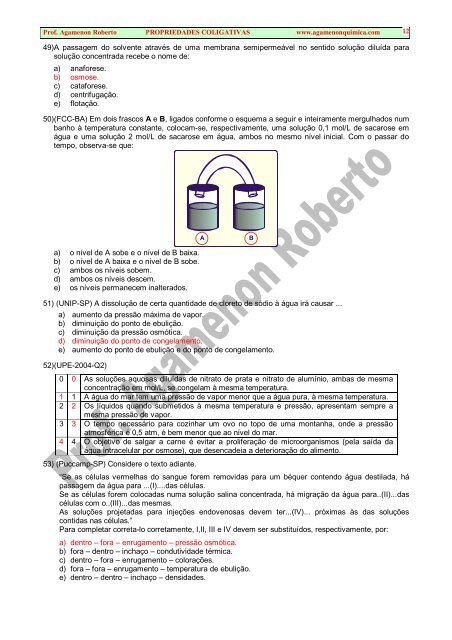 PROPRIEDADES COLIGATIVAS-EXERCÍCIOS