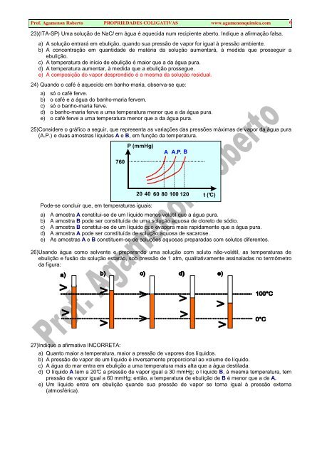 PROPRIEDADES COLIGATIVAS-EXERCÍCIOS