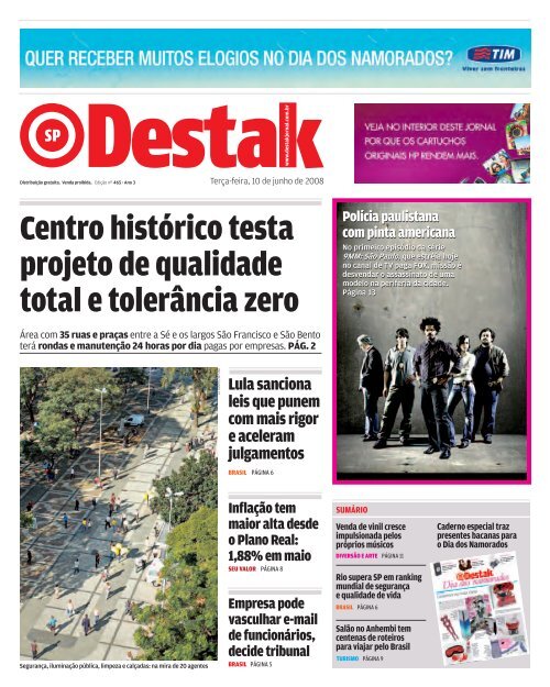 10/06/08 No Jornal Destak - Viva o Centro