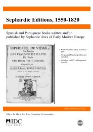 Sephardic Editions, 1550-1820 - IDC Publishers