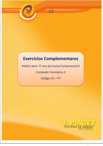 Exercícios Complementares - J. Piaget