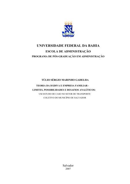 Teoria da dádiva e empresa familiar - limites, possibilidades