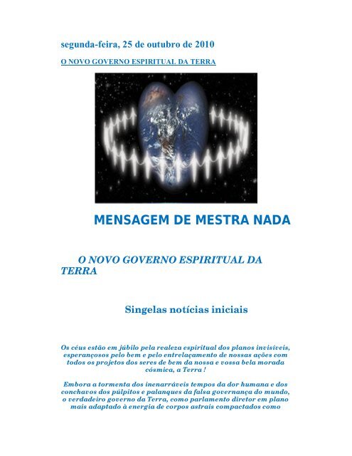 MENSAGEM DE MESTRA NADA - Escola da Luz