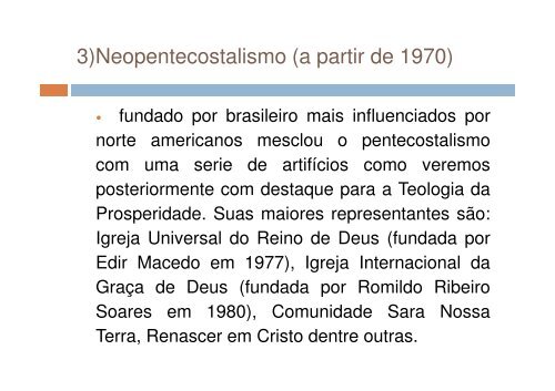 NEOPENTECOSTALISMO: O OUTRO LADO DA MOEDA Por ...