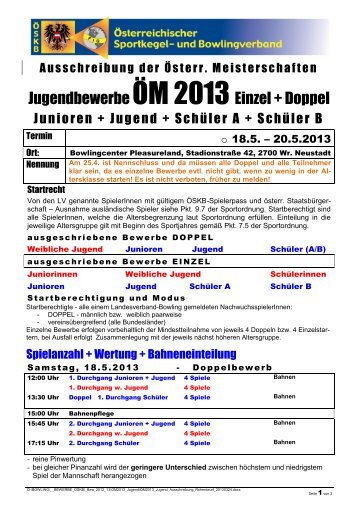 Ausschreibung ÖM Jugend 2013