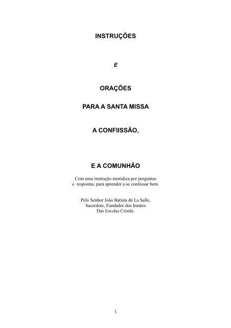 INSTRUÇÕES ORAÇÕES PARA A SANTA MISSA ... - Portal La Salle