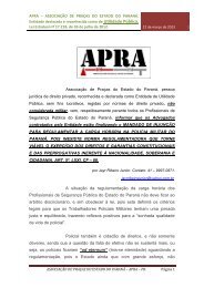 APRA – ASSOCIAÇÃO DE PRAÇAS DO ESTADO DO PARANÁ ...