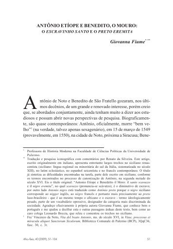 Antônio Etíope e Benedito, o mouro - Revista Afro-Ásia