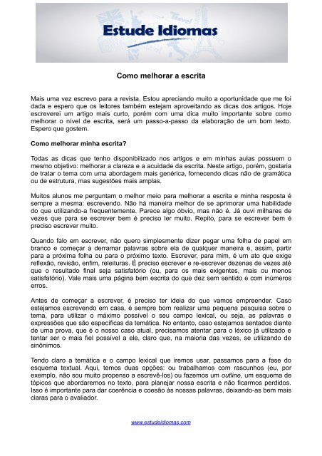 Artigo 3 - Como melhorar a escrita - Estude Idiomas