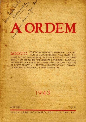 Revista "A Ordem" - Agosto 1943