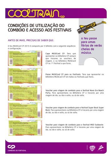 condições de utilização do comboio e acesso aos festivais - CP