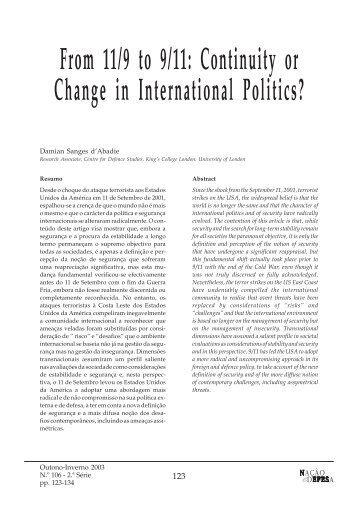From 11/9 to 9/11: Continuity or Change in International Politics?