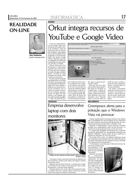 Orkut integra recursos de YouTube e Google Video - A PLATÉIA On ...