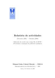 Relatório de actividades - Departamento de Matemática