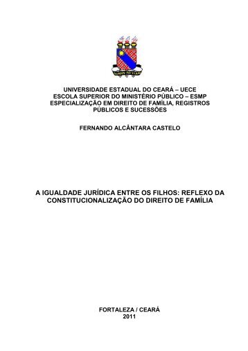 a igualdade jurídica entre os filhos: reflexo da constitucionalização ...