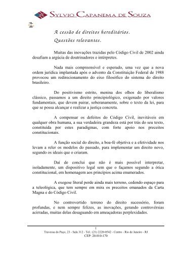 Cessão de Direitos Hereditários - Institutoalbergaria.com.br