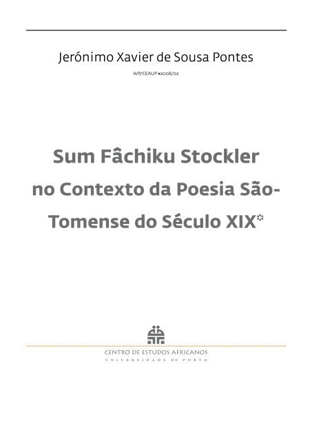 Sum Fâchiku Stockler - No Contexto da Poesia São-Tomense do ...