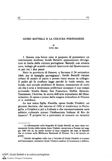 Guido Battelli e la cultura portoghese