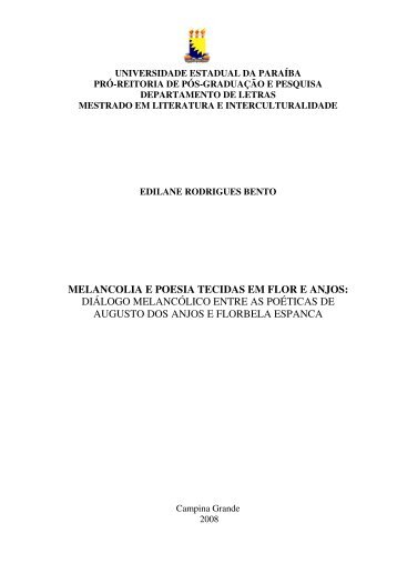 melancolia e poesia tecidas em flor e anjos - pos-graduacao - Uepb