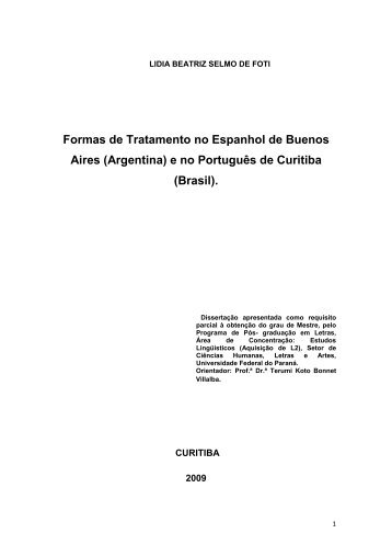 Formas de Tratamento no Espanhol de Buenos Aires - Educadores ...