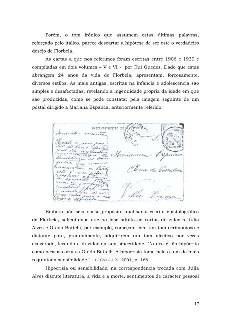 Custódia de Jesus Gonçalves Pereira Do Sentimento em Florbela ...