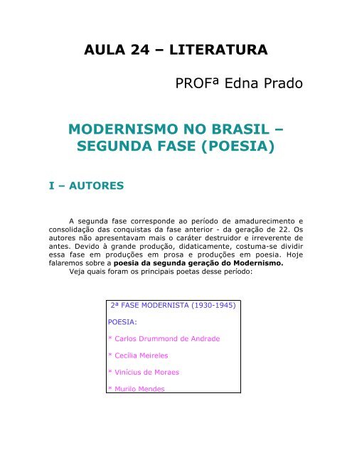Poesia 2ª fase modernista