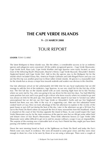 THE CAPE VERDE ISLANDS TOUR REPORT - Birdquest