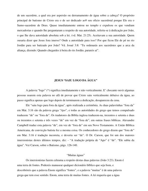 BATISMO POR ASPERSÃO E BATISMO DE CRIANÇAS W. G. SWIFT