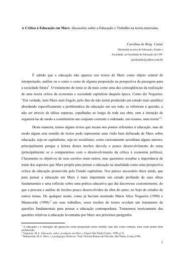 A crítica à Educação em Marx - Unicamp