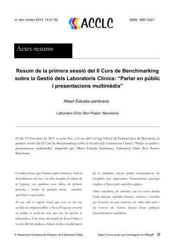 Resum de la primera sessió del II Curs - Associació Catalana de ...