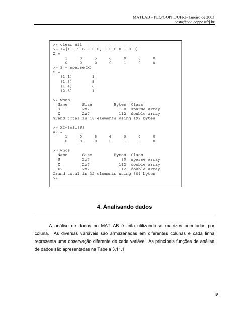 Dicas de utilização do MATLAB - Programa de Engenharia Química ...