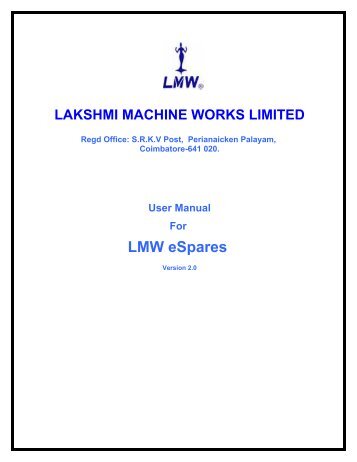 User Manual For LMW eSpares