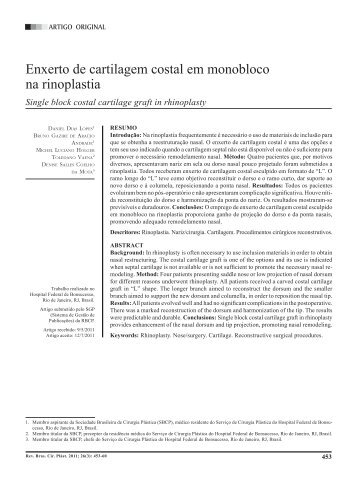 Enxerto de cartilagem costal em monobloco na rinoplastia - Hospital ...