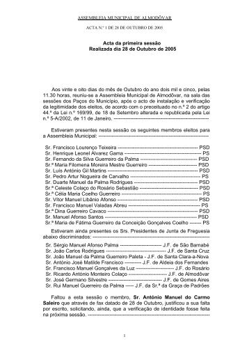 Acta da primeira - Câmara Municipal de Almodôvar