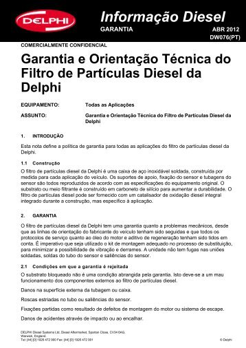 Informação Diesel GARANTIA - TRW Automotive Aftermarket