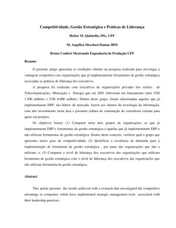 Competitividade, Gestão Estratégica e Práticas de Liderança